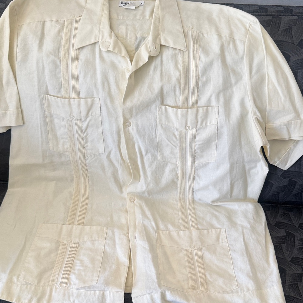Cuban cigar VTG Cream Short Sleeve Button-Up Shirt